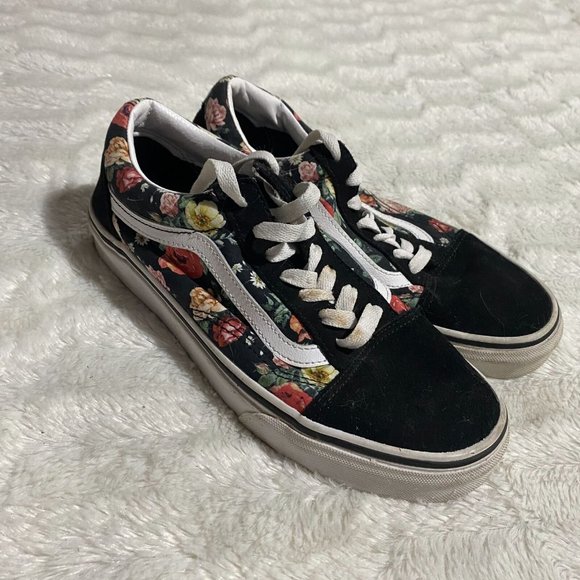 Vans Unisex Black Lace-Up Low Top Garden Floral Old Skool Sneaker Shoes M6/W7.5 - Picture 2 of 8